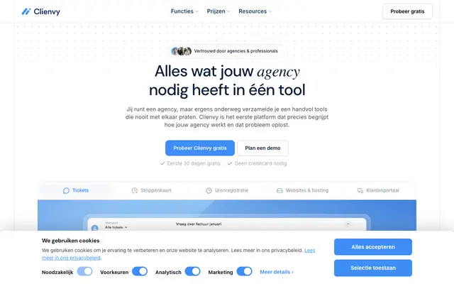 Screenshot of Clienvy | All-in-one software & CRM voor webbureaus