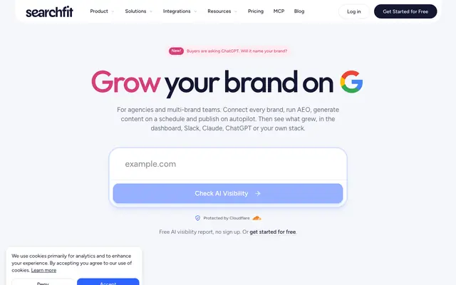 Screenshot of SearchFIT - #1 Automated AI Search Engine Optimization Platform for ChatGPT, Per