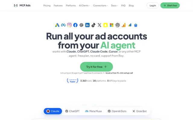 Screenshot of Google Ads & Meta Ads MCP Server for Claude | MCP Ads