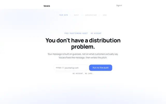 Screenshot of PMF Finder — positioning built from what customers actually said