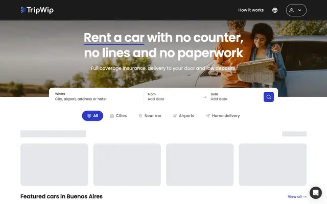 Screenshot of TripWip - Alquila el auto que quieras, donde quieras