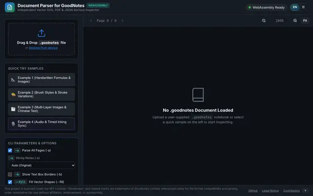 Screenshot of Document Parser for GoodNotes · Independent Vector SVG & PDF Viewer