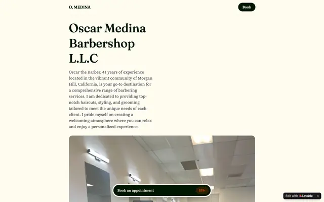 Screenshot of Oscar Medina Barbershop | Book Online in Morgan Hill, CA