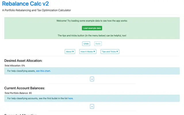 Screenshot of Rebalance Calc v2