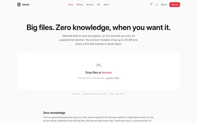 Screenshot of Silocat: End-to-end encrypted file sharing & cloud storage