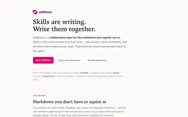 Screenshot of SkillDocs — a tour