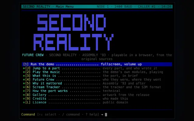 Screenshot of Second Reality by Future Crew (1993) — play it in your browser