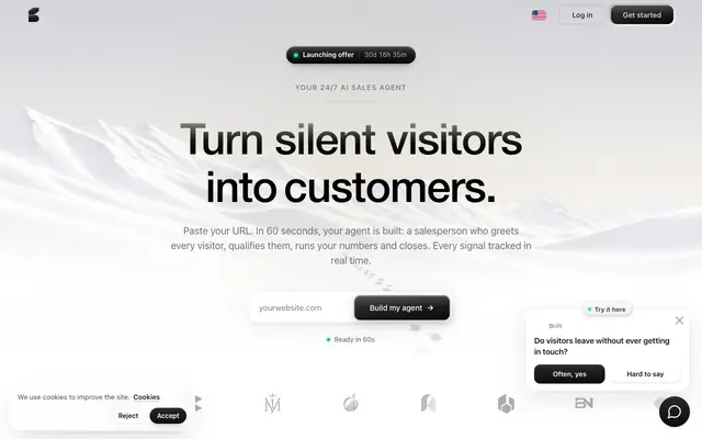 Screenshot of Brift, AI sales agent for your website