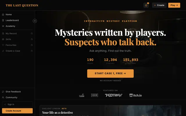 Screenshot of The Last Question | Interactive Mystery & Detective Game