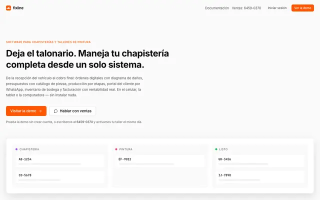 Screenshot of Fixline — Software para chapisterías y talleres
