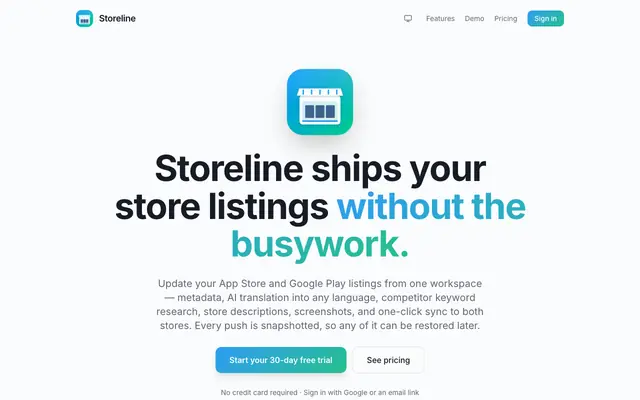 Screenshot of Storeline