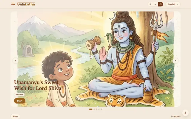 Screenshot of Balakatha — Hindu mythology stories for children
