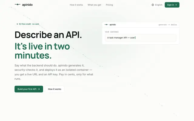 Screenshot of apinido