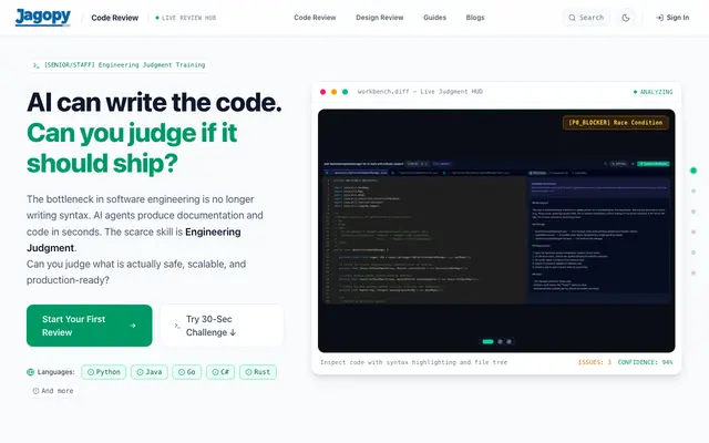 Screenshot of Jagopy — Master Software Craftsmanship
