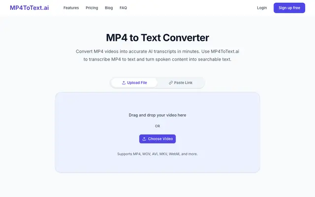 Screenshot of Transcribe MP4 to Text Free | Accurate AI Transcription