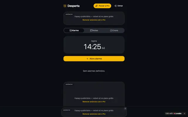 Screenshot of Desperta — Alarmes, Notas e Cronómetro