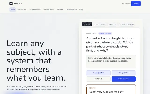 Screenshot of Precision Learning — automatic, self-planning education