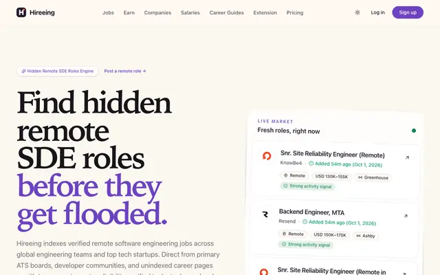 Screenshot of Entry-Level, Graduate & Remote Jobs Worldwide | Hireeing
