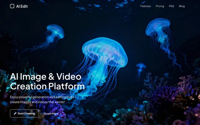 Screenshot of AI Edit: Image & Video Creation Platform | 100+ AI Models | 20+ AI Tools