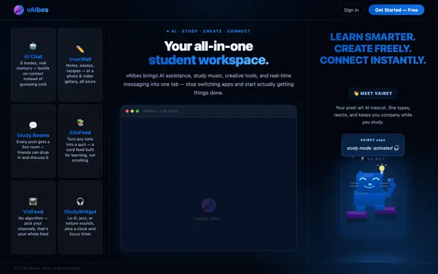 Screenshot of vAIbes — Learn Smarter, Create Freely