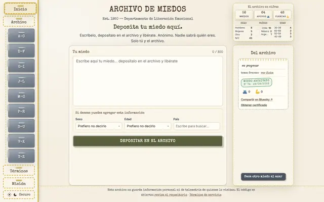Screenshot of Archivo de Miedos