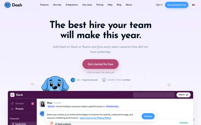 Screenshot of Dash | The World's Most Helpful and Loyal AI Teammate