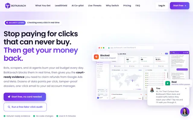 Screenshot of BotKavach - Stop Paying for Fake Clicks and Fake Leads