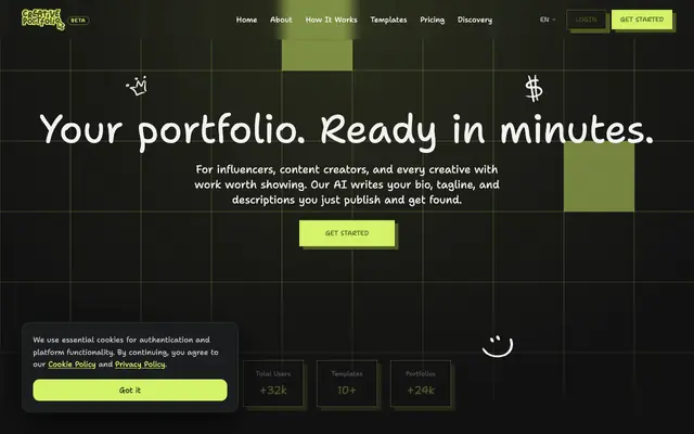 Screenshot of Creative Portfolio — Build Your Portfolio Online