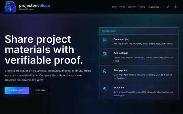 Screenshot of Project Envelope