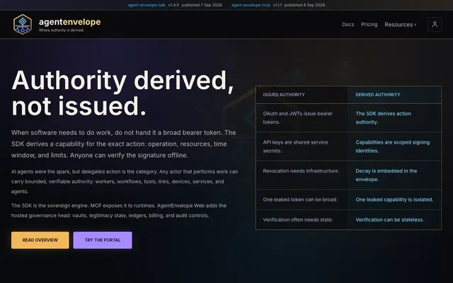 Screenshot of AgentEnvelope