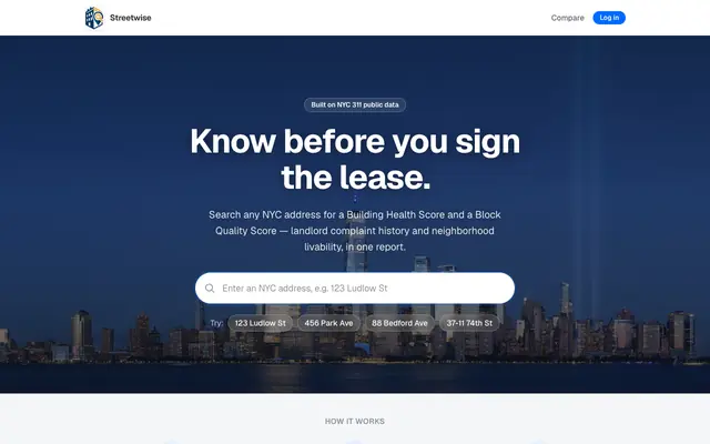 Screenshot of Streetwise — Check a landlord and block before you sign