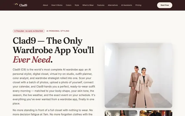 Screenshot of AI Wardrobe App & Daily Outfit Planner | Clad9