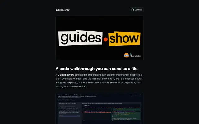 Screenshot of guides.show · portable Guided Reviews