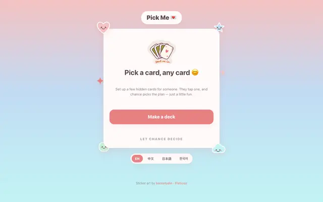 Screenshot of Pick Me 💌