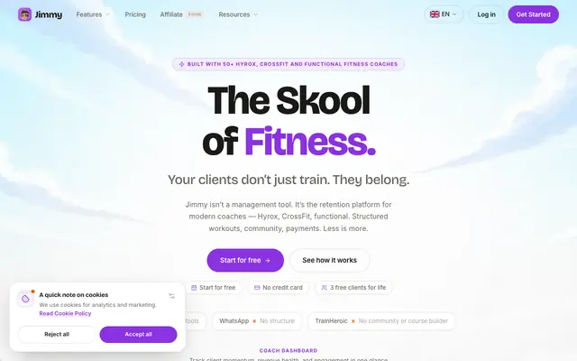 Screenshot of Jimmy — The Skool of Fitness | Coaching Software for Coaches
