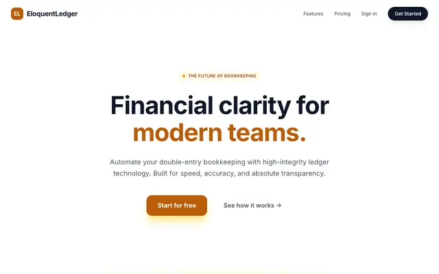 Screenshot of EloquentLedger — Modern Accounting for Modern Businesses
