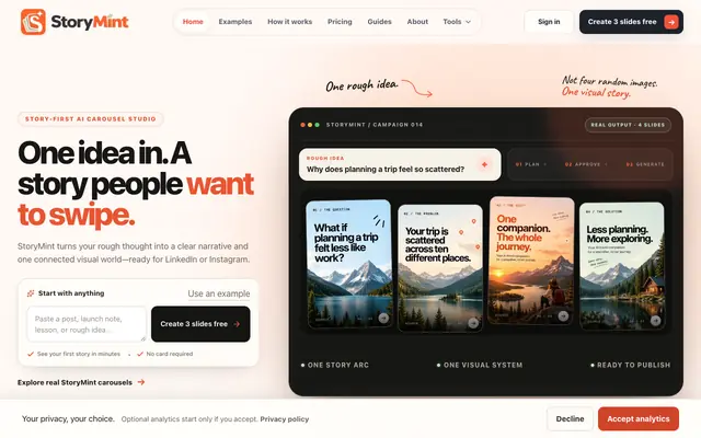 Screenshot of Connected Story AI Carousel Generator