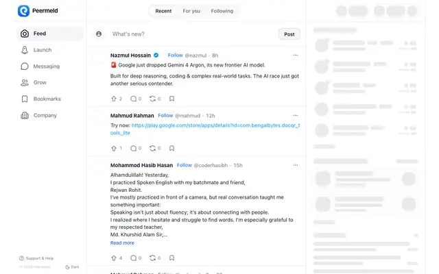 Screenshot of Professional Feed | Work, Ideas & Career Insights | Peermeld