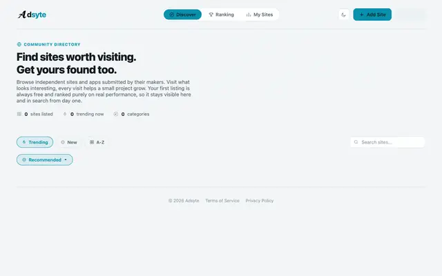 Screenshot of Adsyte: Discover and promote sites
