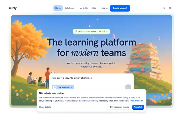 Screenshot of scibly | The next era of corporate learning | AI-Powered LMS