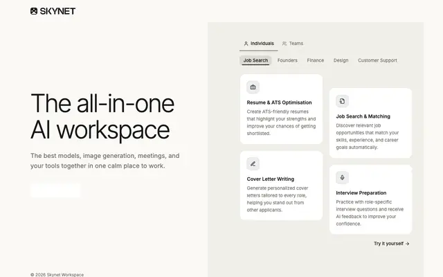 Screenshot of Skynet Workspace