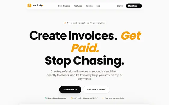 Screenshot of Invoicely – Create, Send & Track Invoices Instantly