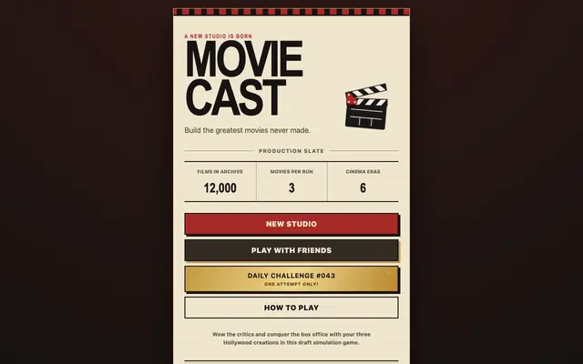 Screenshot of Movie Cast | The Movie Draft Simulation Game