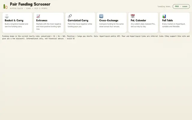 Screenshot of Pair Funding Screener