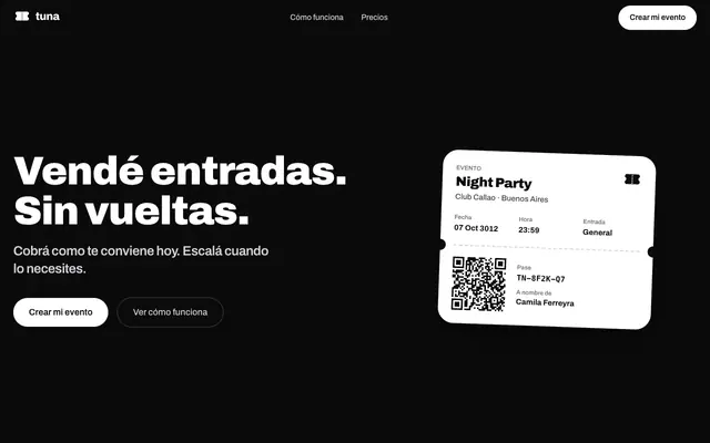 Screenshot of Tuna · Vendé entradas sin vueltas