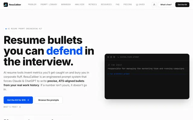 Screenshot of ResuCaliber